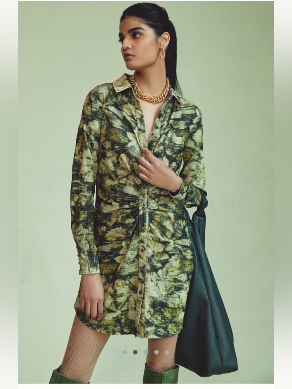 Anthropologie Pilcro corduroy Ruched Shirt Dress